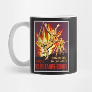 Restored Vintage WPA and WWII War Bonds Purchase Propaganda War Print Mug